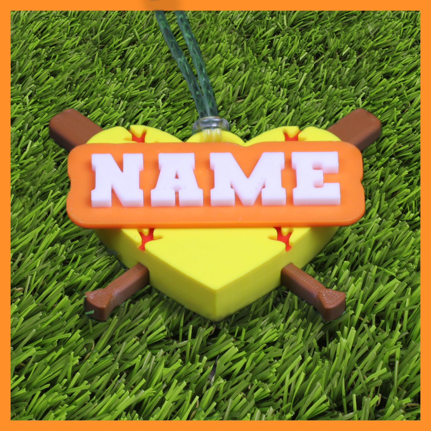 Softball Bag Tag (Heart & Bats)