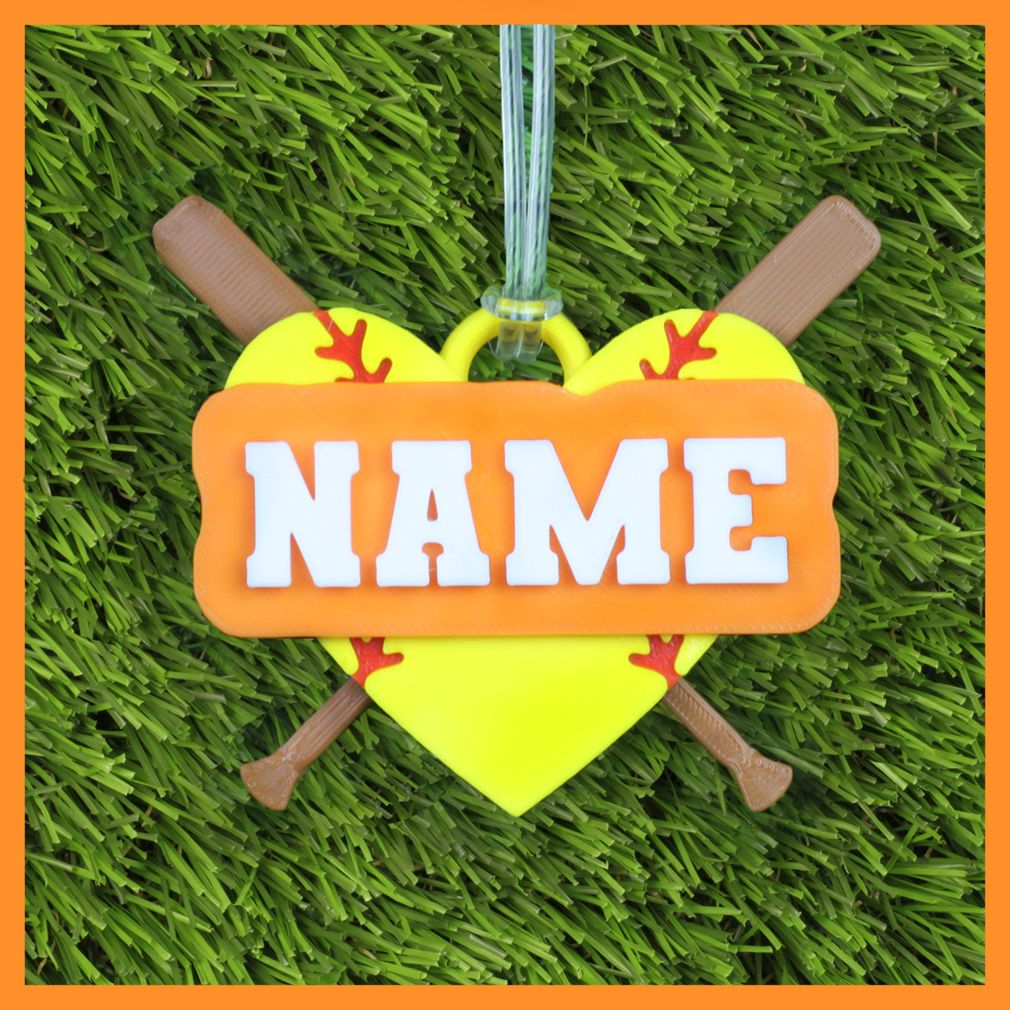 Softball Bag Tag (Heart & Bats)